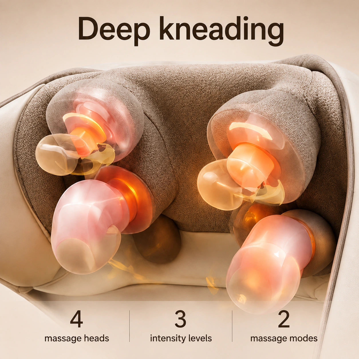 Close-up illustration of four massage heads and their kneading motion.