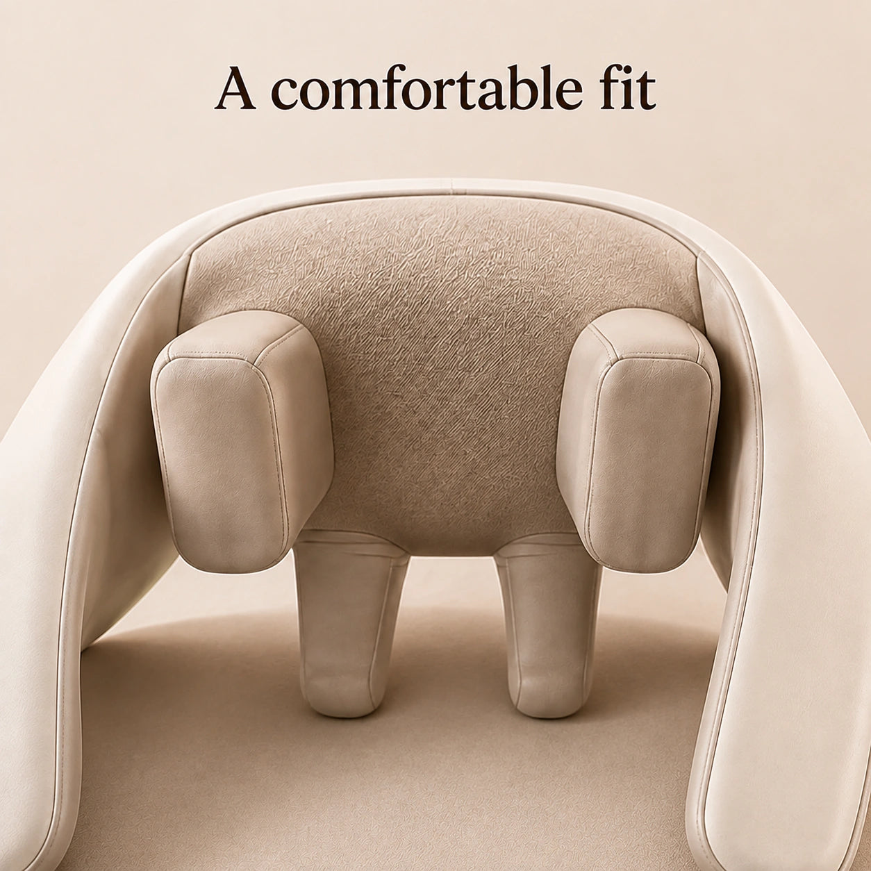 Cream neck massager showing its curved form and padded interior.